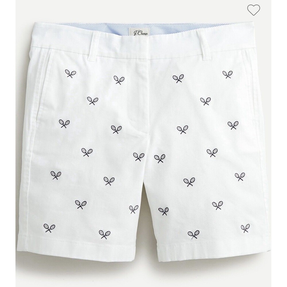 J. Crew White Embroidered Chino Shorts WOMEN'S SZ 10 Tennis Preppy Country Club - Picture 11 of 11